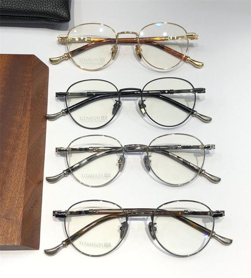 Nuevo diseño de moda gafas ópticas redondas 8242 exquisita montura de titanio forma retro estilo punk lentes transparentes gafas