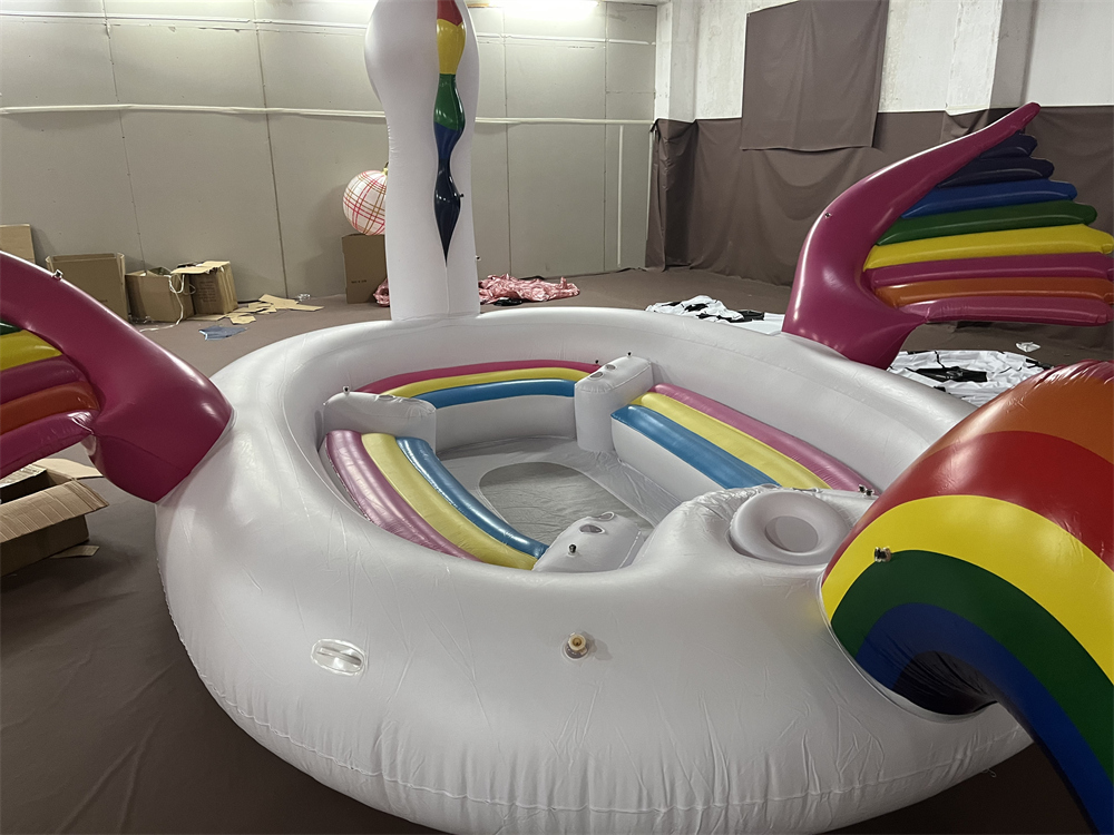 6-7 Person Inflatable Giant White Unicorn Pool Float Large Lake Float Inflatable Float Island Water Toys Pool Fun Raft