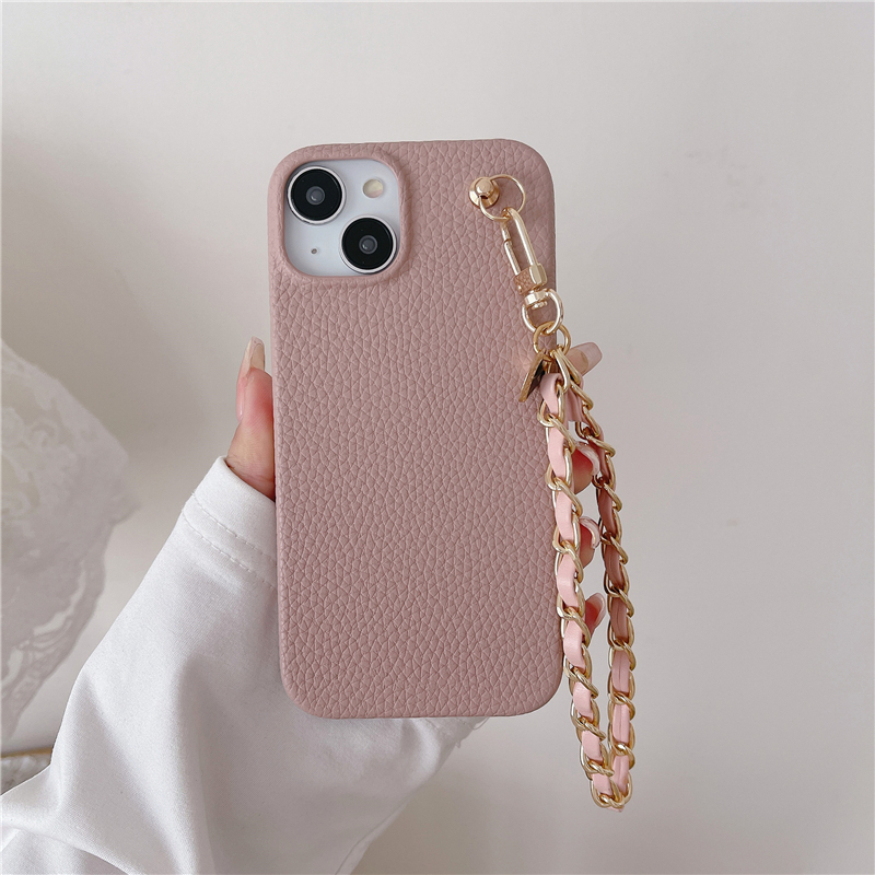 Pulseira pulseira lichchee padrony voga capa para iPhone 14 13 12 11 Pro Max Durável Love Pingente de coração cor de couro sólido Tampa traseira à prova de choque