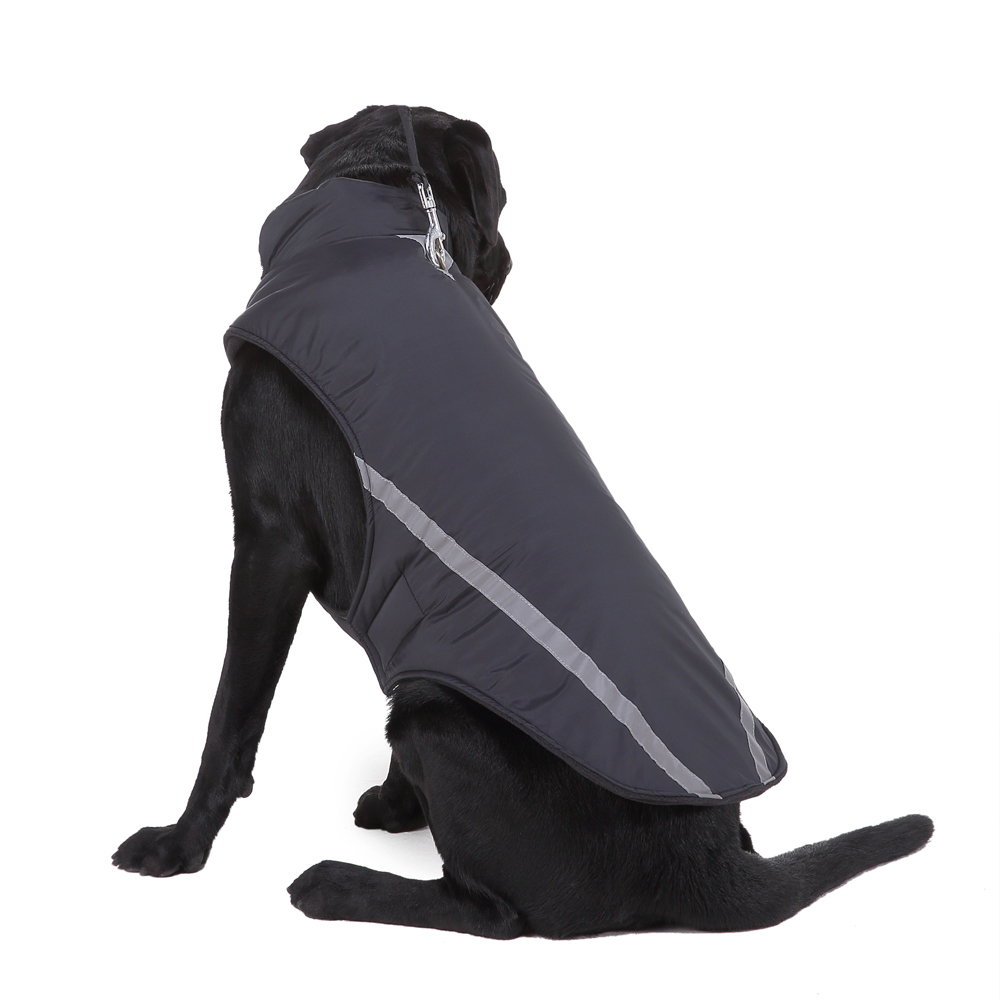 Veste d'hiver pour chiens, doublure en polaire douce, très chaude, manteau pour animaux de compagnie, gilet réfléchissant léger pour chiens de petite, moyenne et grande taille, noir