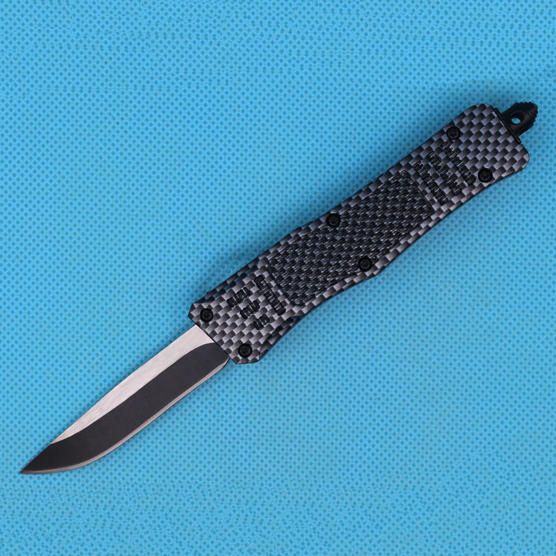 Special Offer Carbon Fiber Color 7 Inch 616 Automatic Tactical Knife 440C Black + Wire Drawing Blade Zinc-aluminum Alloy Handle EDC Pocket Knives