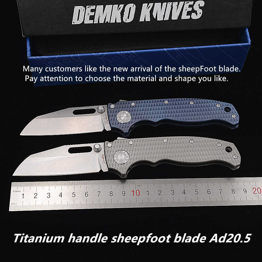 Jufule 2022 AD20.5 Haj keramisk lager titanhandtag D2 Mark AUS10A Foldning Taktisk campingjakt EDC Tool Utility Knife