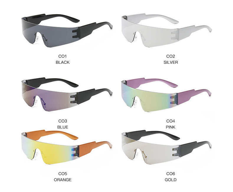 Trendiga polariserade UV -skydd solglasögon för kvinnor och män, designer lindas runt rimfri vindtät skyddsglasögon y2k