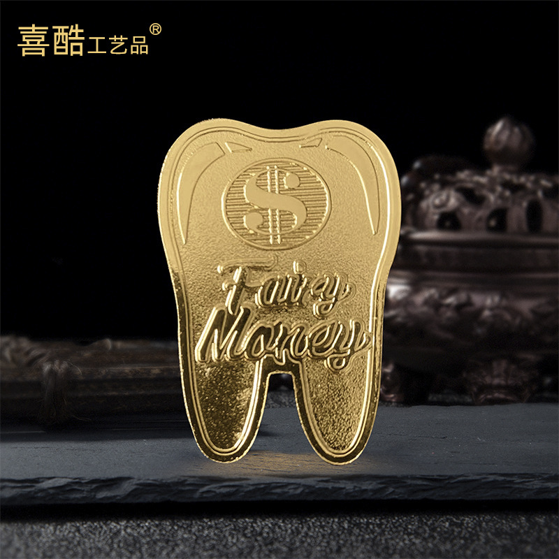 Arts and Crafts Tooth Fairy Gold Coin Children's Tooth Exchange Gift Tooth Coin Collection Reward Metal commemorative coin