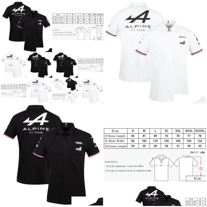 Motorcykelkläder Motorsport Alpine F1 Team Aracing Tshirt White Black Hateble Teamline Kort ärmskjorta bilfläktkläder Drop Dhelq