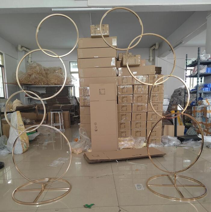 2 pièces/ensemble arc de mariage carré toile de fond ballon support fond brillant métal plaqué or extérieur fleur artificielle porte étagère cadre