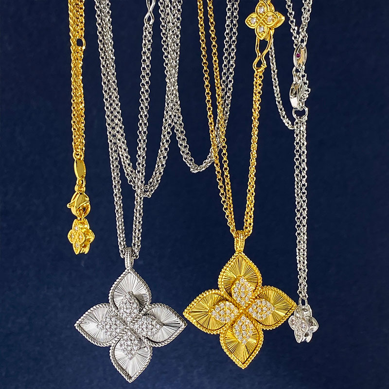أزياء جديدة طويلة أربعة أوراق البرسيم قلادة قلادة مصممة المجوهرات الذهب الفضة الأم لؤلؤة خضراء زهرة قلادة الرابط