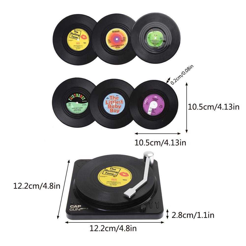 Nouveau 6 pièces sous-verres de disque vinyle avec porte-disque vinyle créatif Koffie Mok tasse Onderzetters Hittebestendig tampons antidérapants