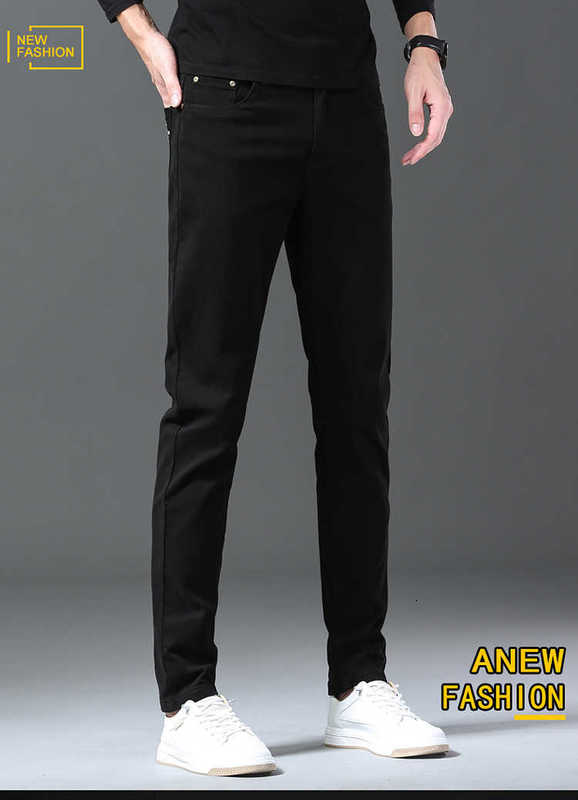 Men's Jeans designer TB Embroidery High end Casual Pure Black Slim Fit Feet Pants European Autumn and Winter New Product H28E