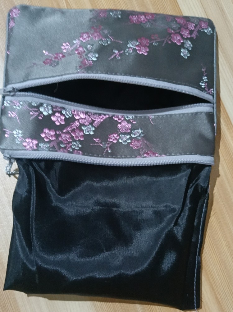 Bolsa personalizada con doble cremallera, bolsas de almacenaje para maquillaje y joyería para viajes, monederos con brocado de seda chino, bolsa de tela para teléfono móvil entera 2892