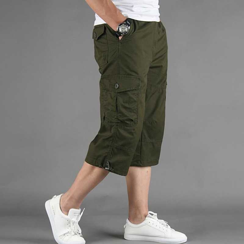 Shorts pour hommes été hommes coton Cargo Shorts salopette décontracté multi-poches militaire Capri pantalon mâle tactique Jogging droit court pantalon mâle W0408