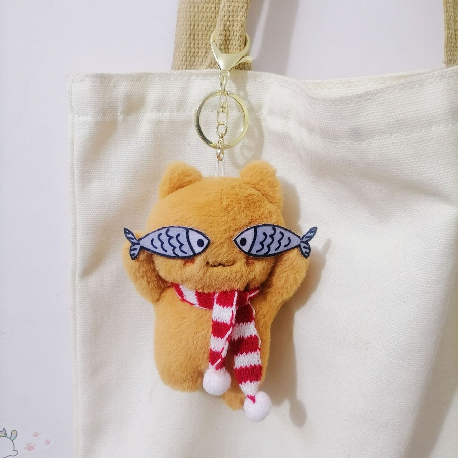 Porte-clés poupée chat ins 12cm, poisson timide et espiègle, personnalisé, pendentif en peluche fait à la main, cadeau, nouveauté 2023