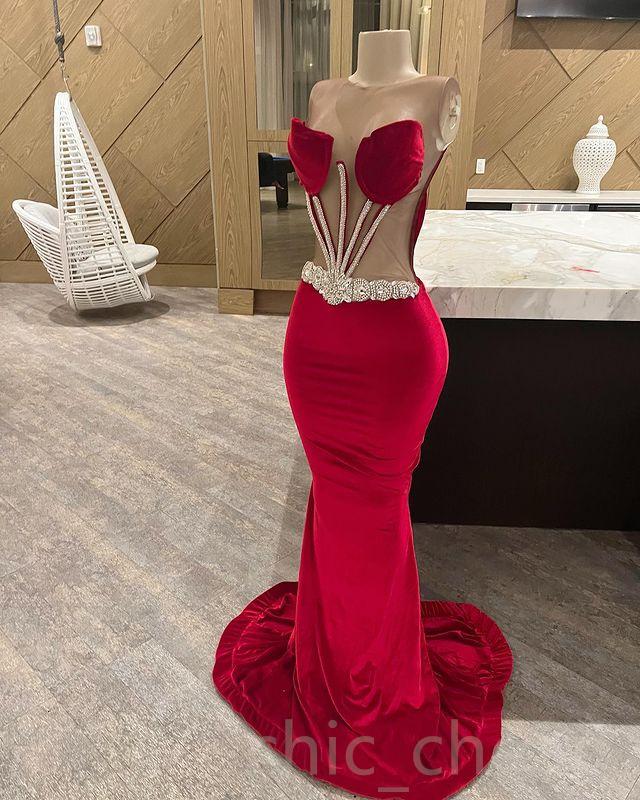 2023 kwiecień ASO EBI MERMAID RED REM SURES KRYTADY KRYTALES EVERVET Formalne przyjęcie Drugi przyjęcie urodzinowe suknie zaręczynowe sukienki szata de soiree ZJ366