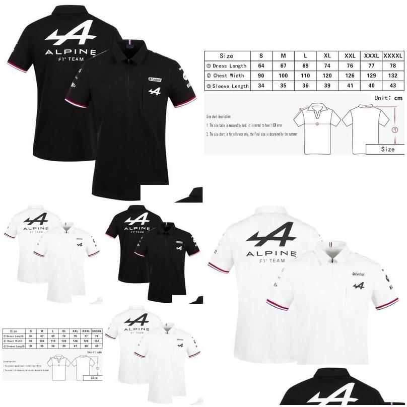 오토바이 의류 모터 스포츠 알파인 F1 팀 Aracing Tshirt 화이트 블랙 통기 가능한 팀 라인 짧은 슬리브 셔츠 자동차 팬 의류 드롭 DHELQ