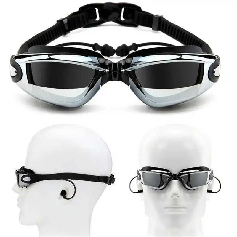 Rezept Myopie Erwachsene und Frauen langes Haar Silikon Kappe Set Taucherbrille Herren Kinder Schwimmbrille Ausrüstung P230601