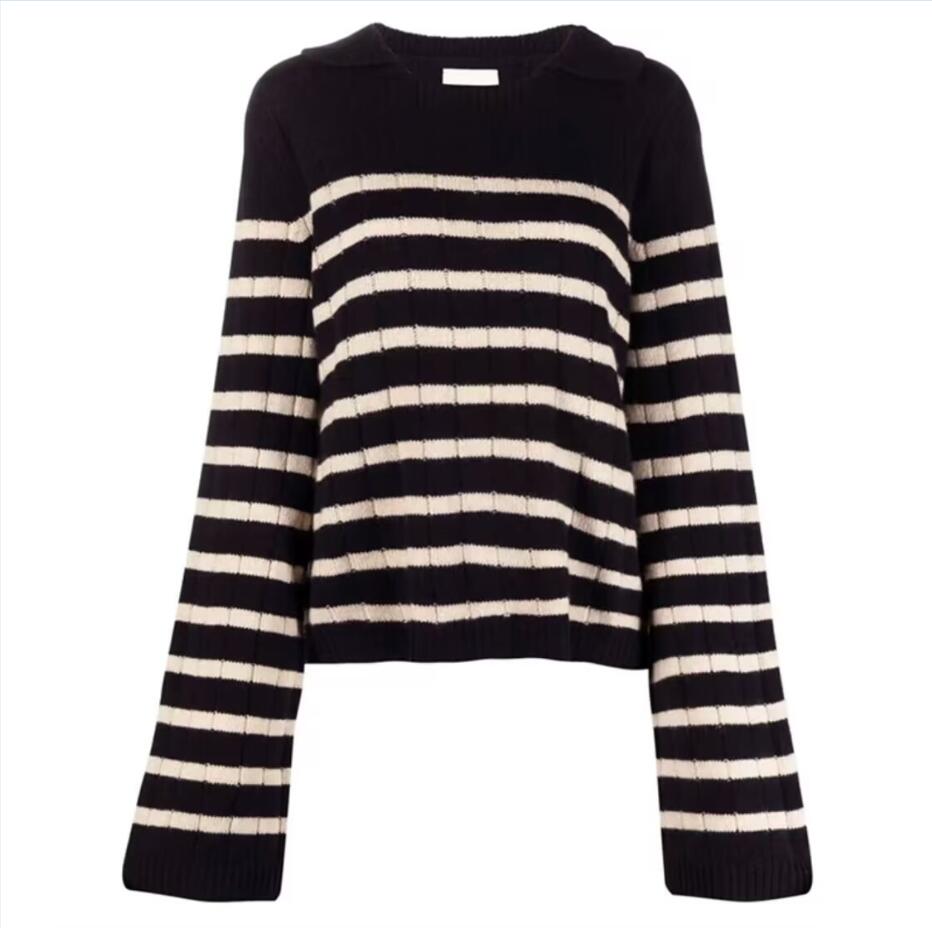 KH * AITE Wool Sheep Square Neck Loose Autumn/Winter Fleece Striped Knitted Lazy Warm Pullover Square Neck Base Base Layer Pullover Knit