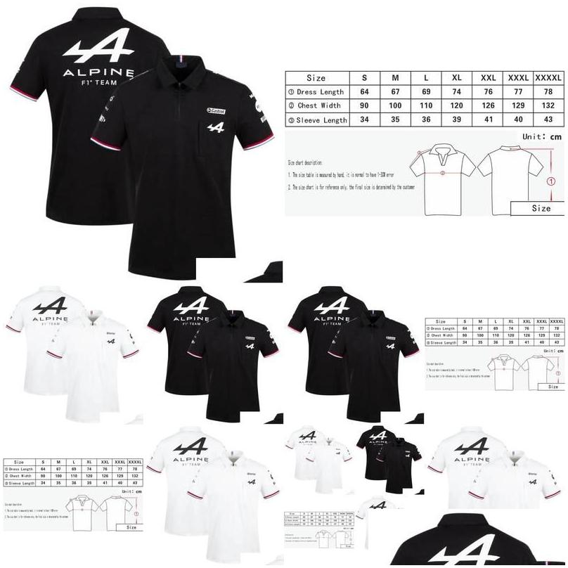 오토바이 의류 모터 스포츠 알파인 F1 팀 Aracing Tshirt 화이트 블랙 통기 가능한 팀 라인 짧은 슬리브 셔츠 자동차 팬 의류 드롭 DHELQ