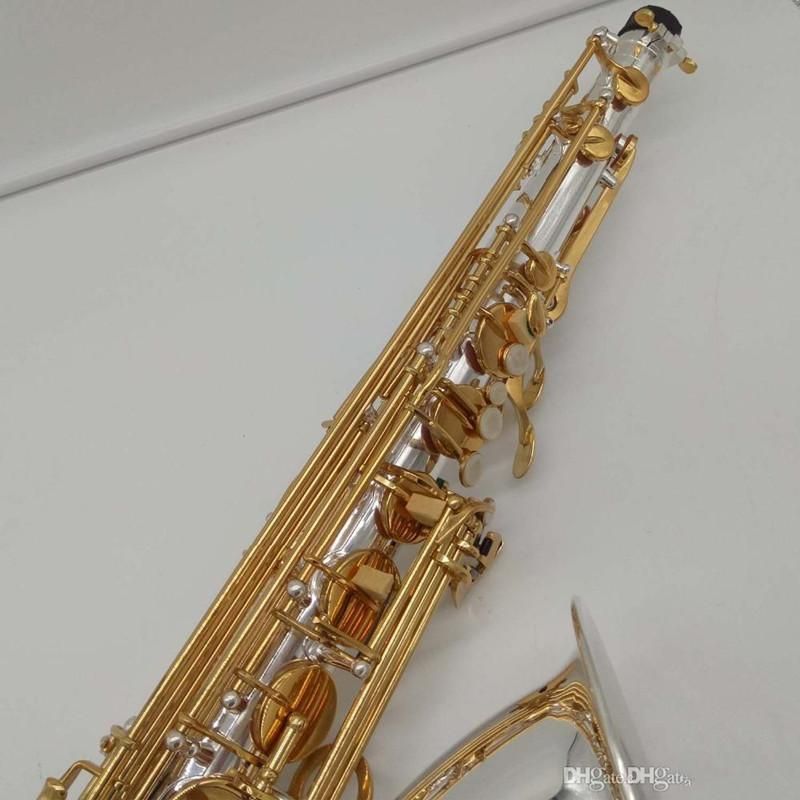 Ny B-platt tenorsaxofon T-9930 Musikinstrument BB Tone Nickel Silver Plated Tube Gold Key Sax med fodral