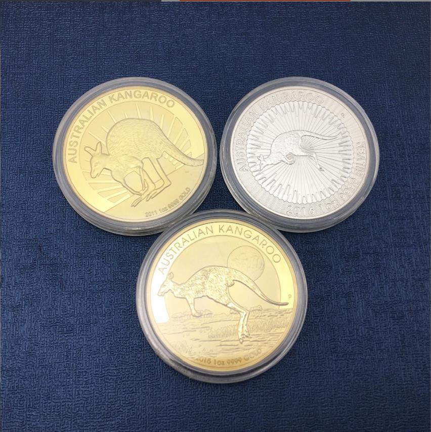 Arts and Crafts Australian Kangaroo Gold Plated Silver Coin