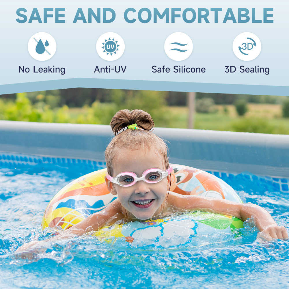 Goggles Findway Kids Swim Goggles Anti Fog No Leak 100% UV Protection Swiming Goggles for Kids Toddlers For Age3-10 Boys and Girls P230408