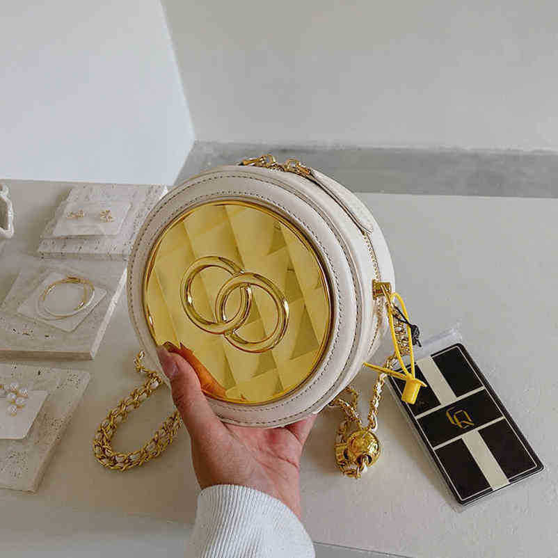 2024 NY DESIGNER WOMENS CROSSBODY AGALD KVINNA KVINNA MINI Lingge Chain Cake Messenger Mirror Small Round Bag