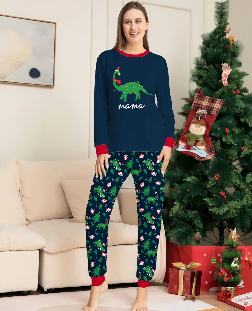 Bijpassende familie-outfits Kerstpyjama Set Herten Moeder Kinderen Volwassen Baby Kerstkleding 231109