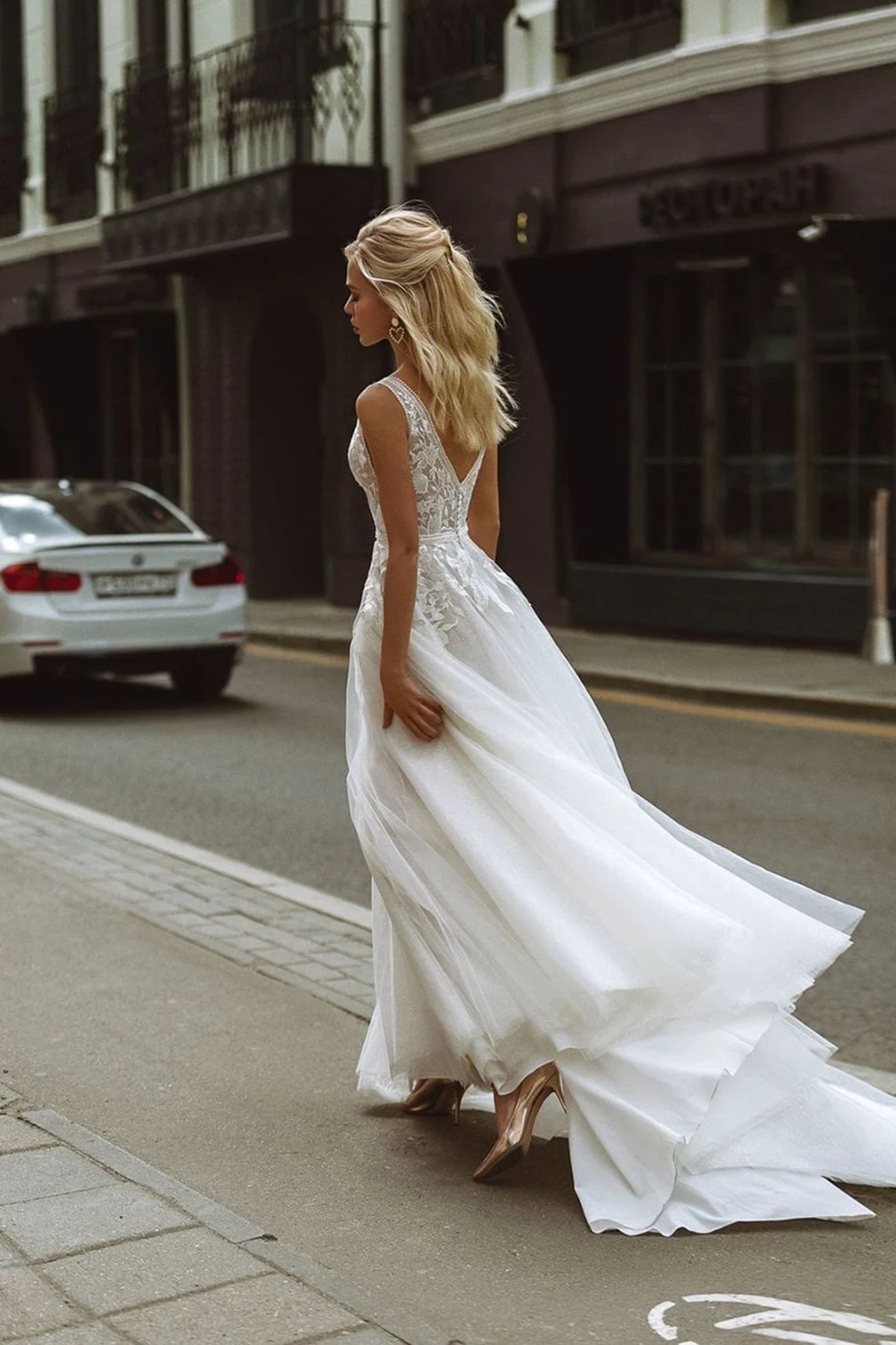 Vestidos De Novia sexys con apliques De encaje, vestidos De Novia sin mangas con cuello en V, Vestidos De Novia De tul con corte en A