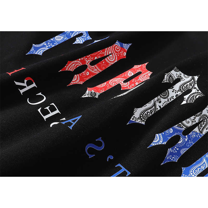 T-shirt maschile trapstar multicolore lettere lettere lettere stampato a doppio filo di alta qualità in cotone casual t-shirt a maniche corte uomini e donne