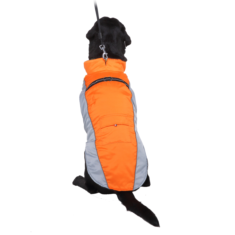 反射犬ジャケット、屋外の暖かい犬の冬のコート、寒い気候犬のベストアパレルの小さな中程度の大きな犬、オレンジ