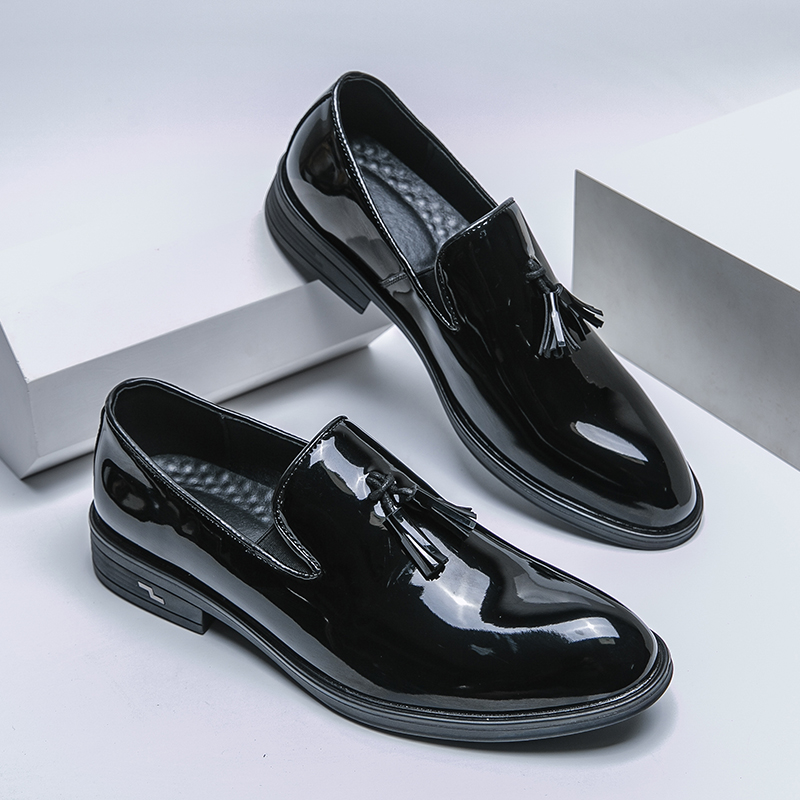 men dress shoes Groom shoes Patent leather cusp Men's oxford shoes tassel Loafers large size :US 6.5-US11