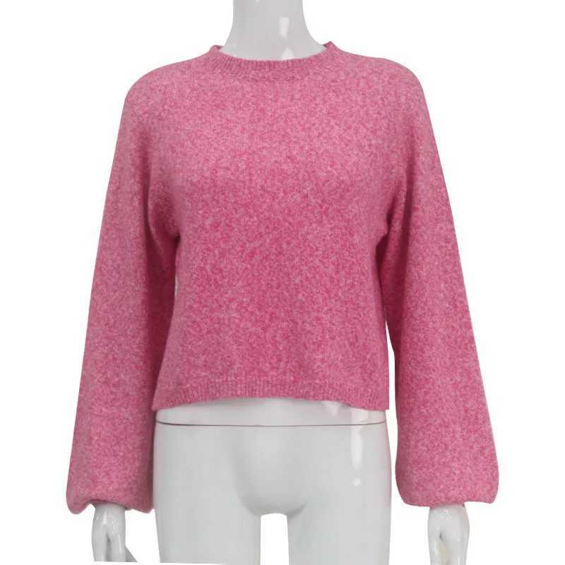 Женские свитера с вырезами, однотонные вязаные розовые осенне-зимние уличные одежды с круглым вырезом, сексуальный трикотаж, пуловеры на шнуровке с длинными рукавами, шикарные топы HC33