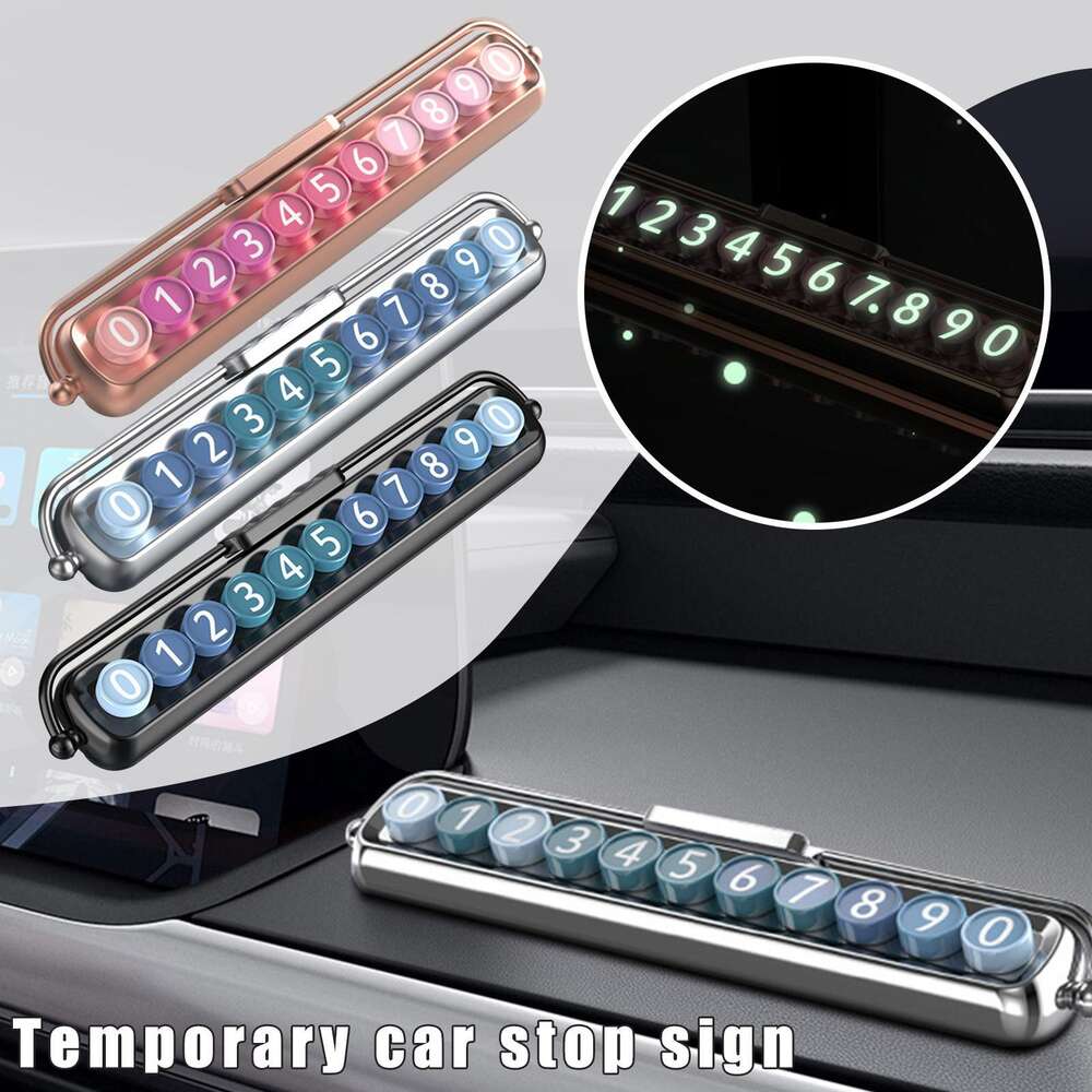 Car Moving Telephone Number Plate Interior Decor Pink Ornaments Auto Concealed Luminous Temporary Parking Card Accessories