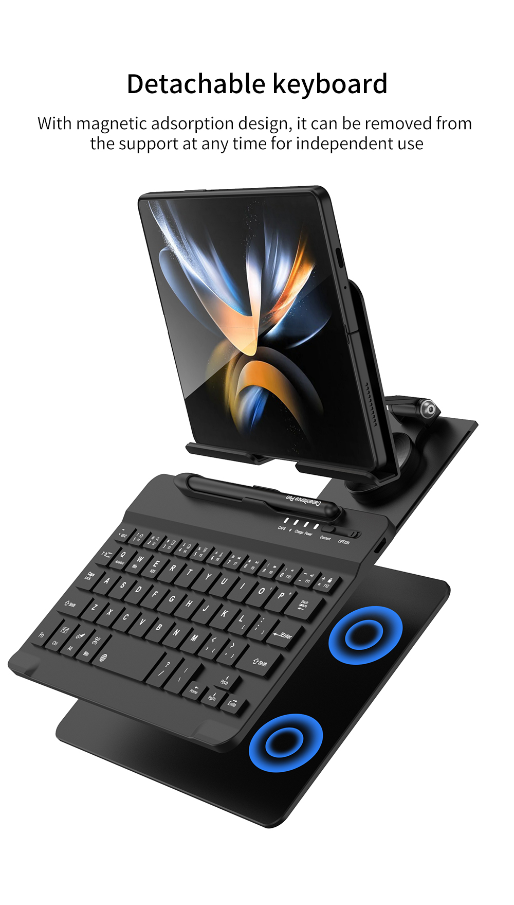 Folding Metal Bracket For Samsung Galaxy Z Fold 4 Fold 3 Fold 2 Bluetooth keyboard Holder Desk Rotation Stand Desktop