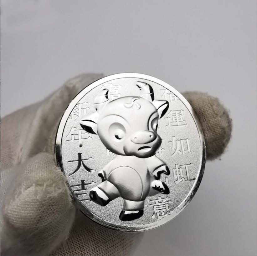 Arts and Crafts 2021 Silver Plated Commemorative Coin for the Year of the Ox