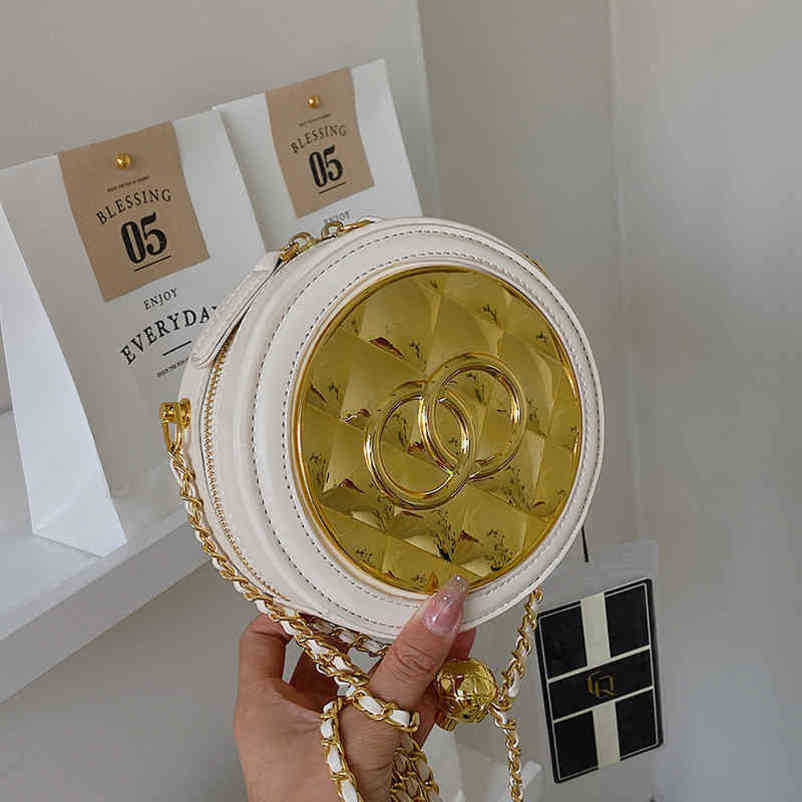 2024 NY DESIGNER WOMENS CROSSBODY AGALD KVINNA KVINNA MINI Lingge Chain Cake Messenger Mirror Small Round Bag