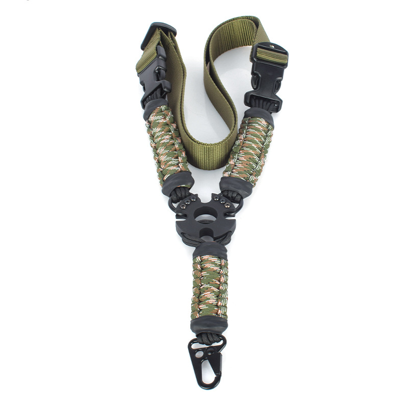 Multifunctioneel Amerikaans gevlochten para-touw Jacht Sniper Single Point Rope Tactische riem Gun Sling Sterker Quick Release Tactische Bungee Rifle-riem QD-gesp