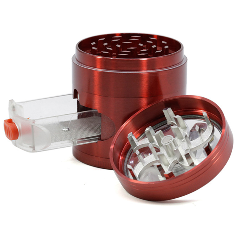 Wholesale Smoking Tobacco Grinders Herb 63mm With Spinning Handle drawers Metal Hand Grinder Bottom Open Window 