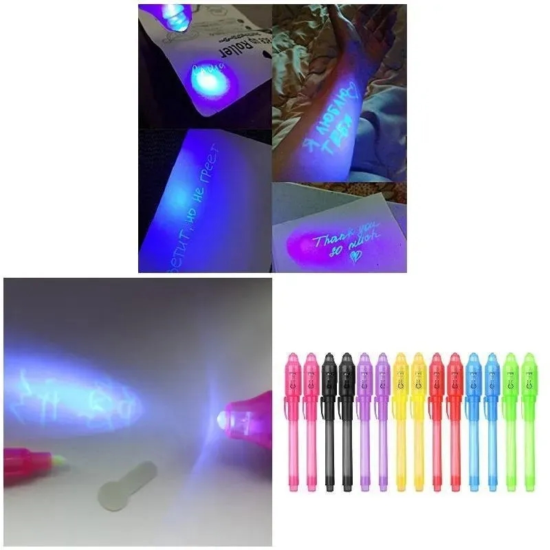 Markery hurtowe UV Light Pen Niewidzialny magiczny ołówek Secret Fluorescencyjny długopis do pisania Pad Kids Child Rysowanie tablicy malarskiej