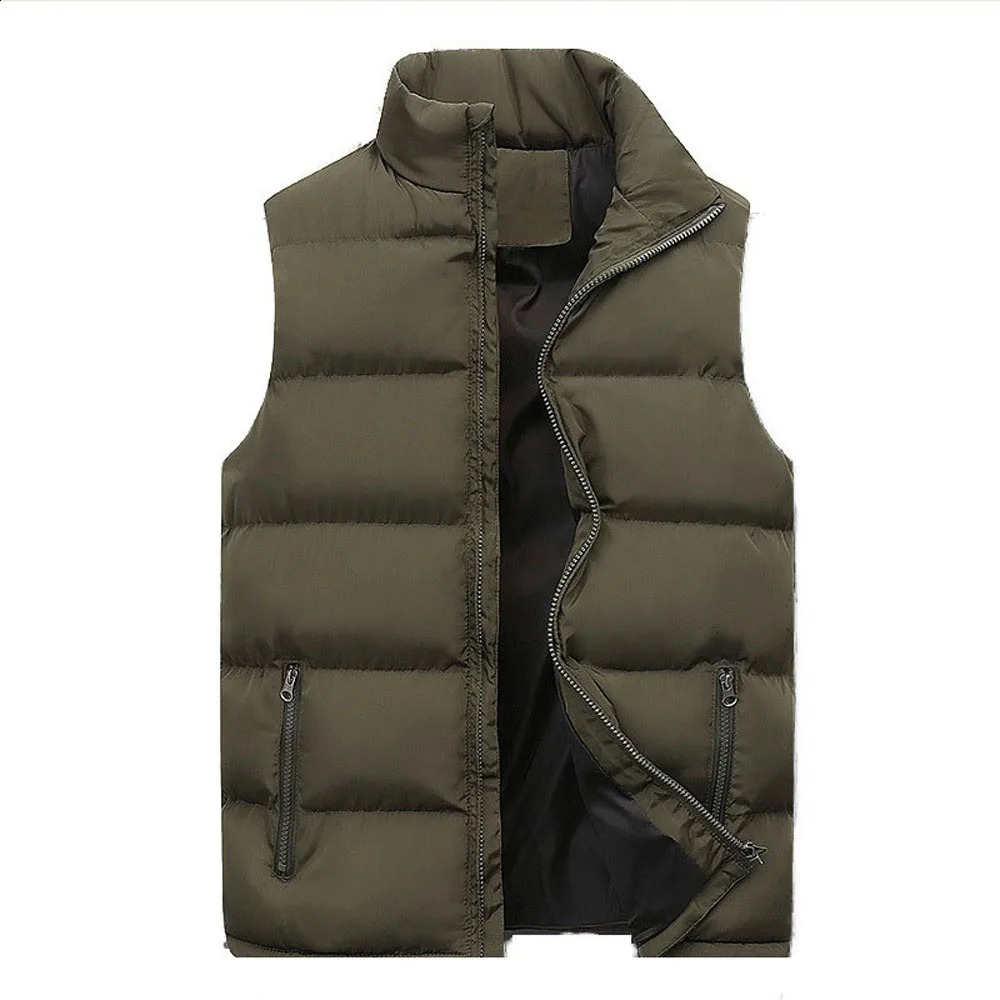 Men's Vests Men' Vest Jackets Warm Sleeveless Male Cotton Padded Coats Men Stand Collar Casual Waistcoats Clothing 231109