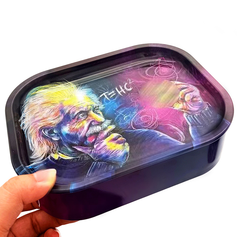 Cartoon Pattern Rolling Trays With Storgae Stash Box Kit 180x140x45mm Size For Tobacco Dry Herb Packaging Tinplate Metal Cigarette Tray Smoking Accessories