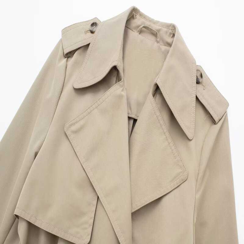 Trench-coat coupe-vent pour femmes, style européen et américain, nouvelle ceinture ample mi-longue, double boutonnage, automne 2023