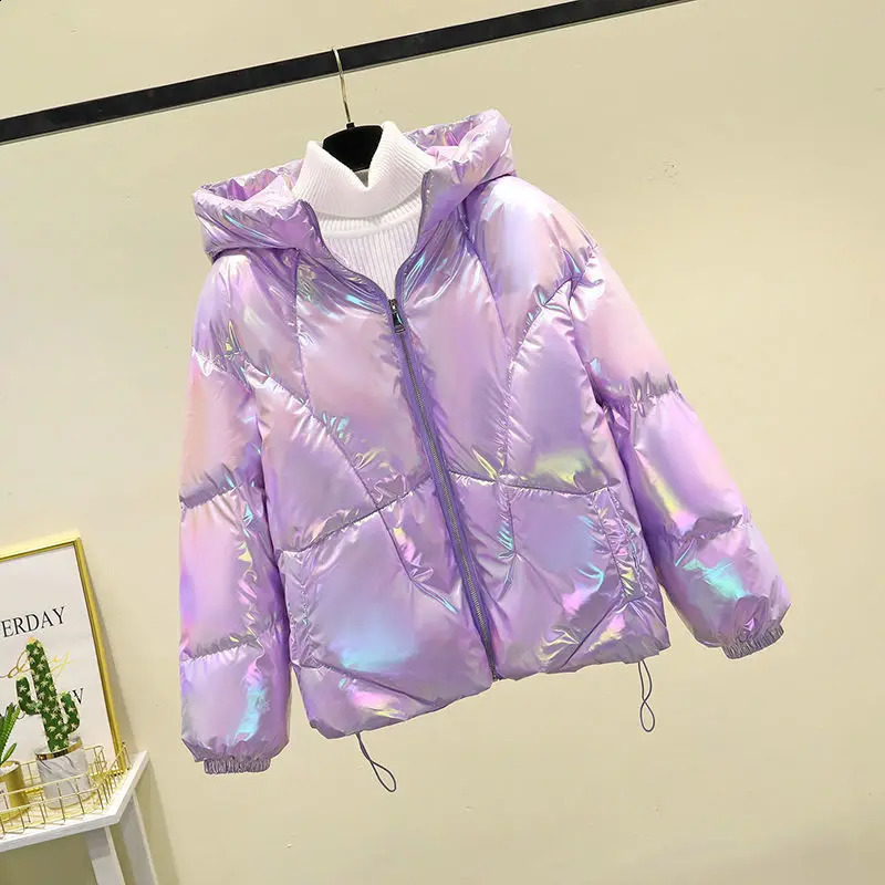 Parkas pour femmes MEXZT Femmes Harajuku Hiver Chaud Épais Manteaux Mode À Manches Longues Coréen Court Jetable Brillant Visage Élégant Veste 231109