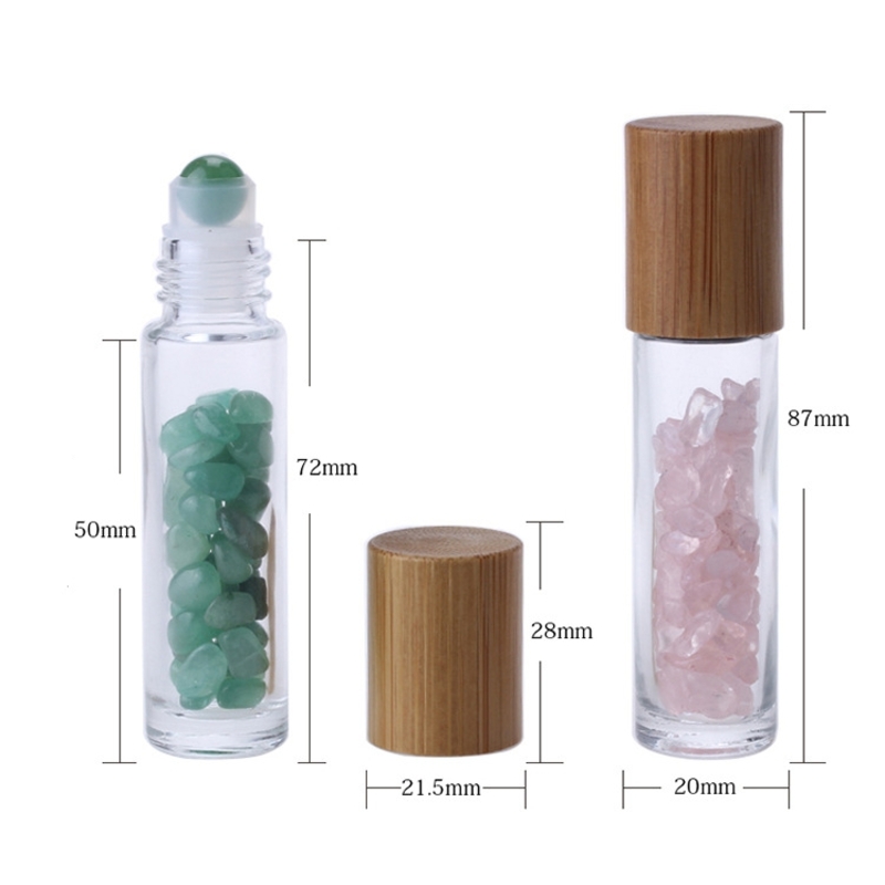 10ml açık cam şişe rulosu Boş koku parfümünde yeşim balı rulo bambu kapağı ile esansiyel yağ şişeleri
