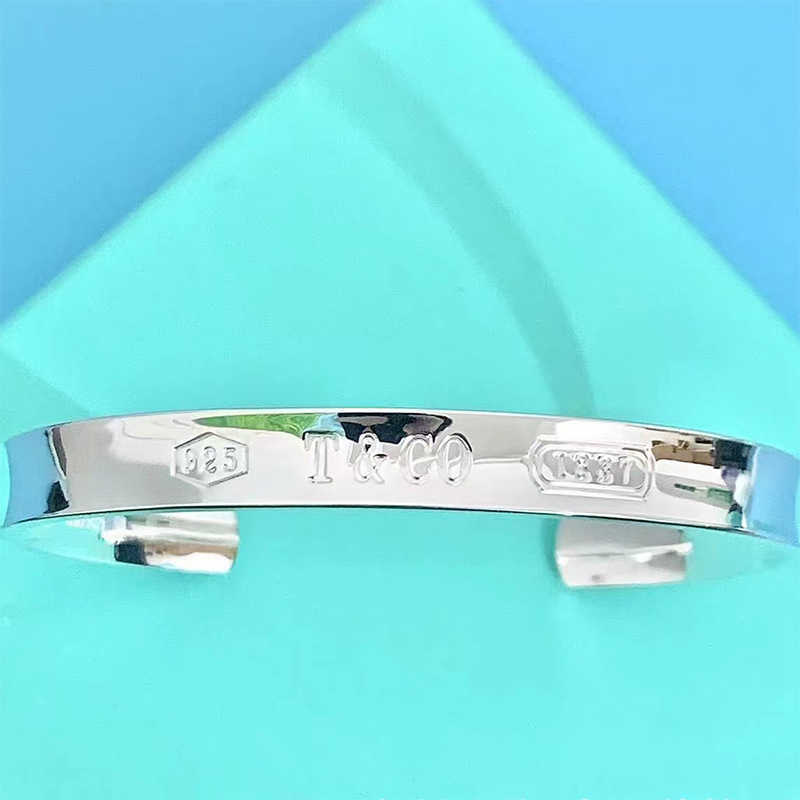 Bracelet de styliste série TFF 1837 en argent sterling s925, ouvert, mode, cadeau simple et généreux pour hommes et femmes