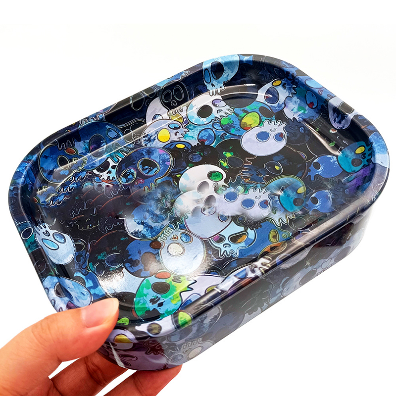 Cartoon Pattern Rolling Trays With Storgae Stash Box Kit 180x140x45mm Size For Tobacco Dry Herb Packaging Tinplate Metal Cigarette Tray Smoking Accessories