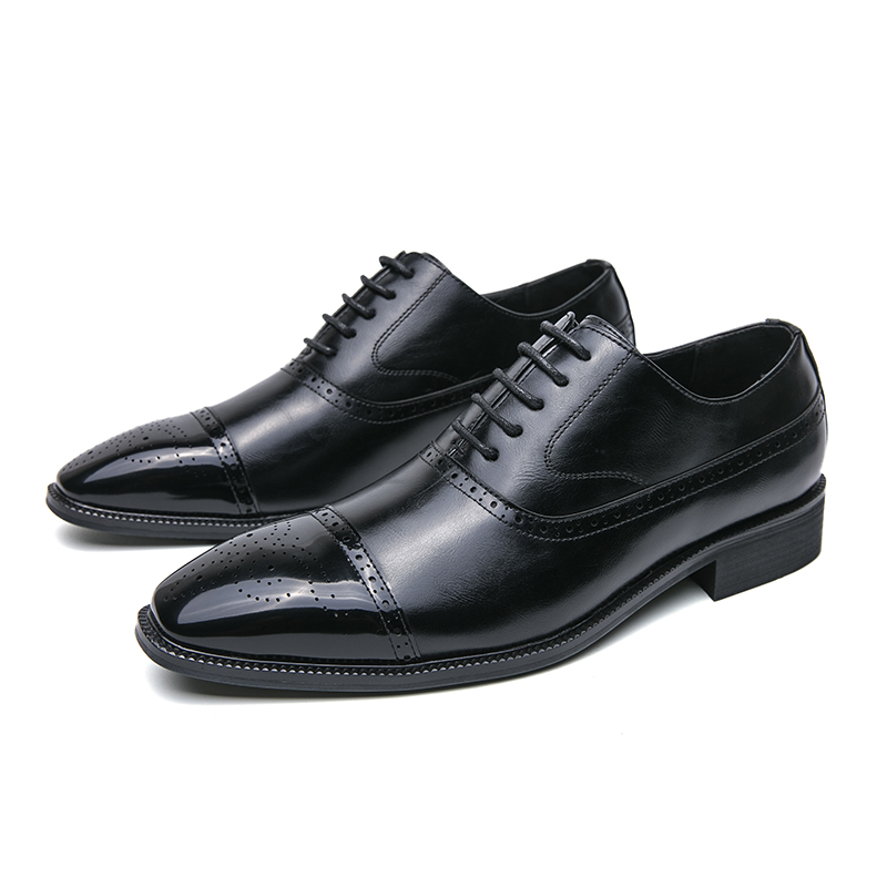 Oxfords Shoes for Men Brown Black Business Lace-up Pu Office Brogue Dress Shoes Zapatos De Vestir Hombre Mens Shoes Size 38-46