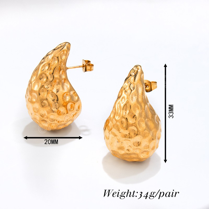 Vintage złoty kolor gruby wodę kropla kopuła kolczyki dla kobiet