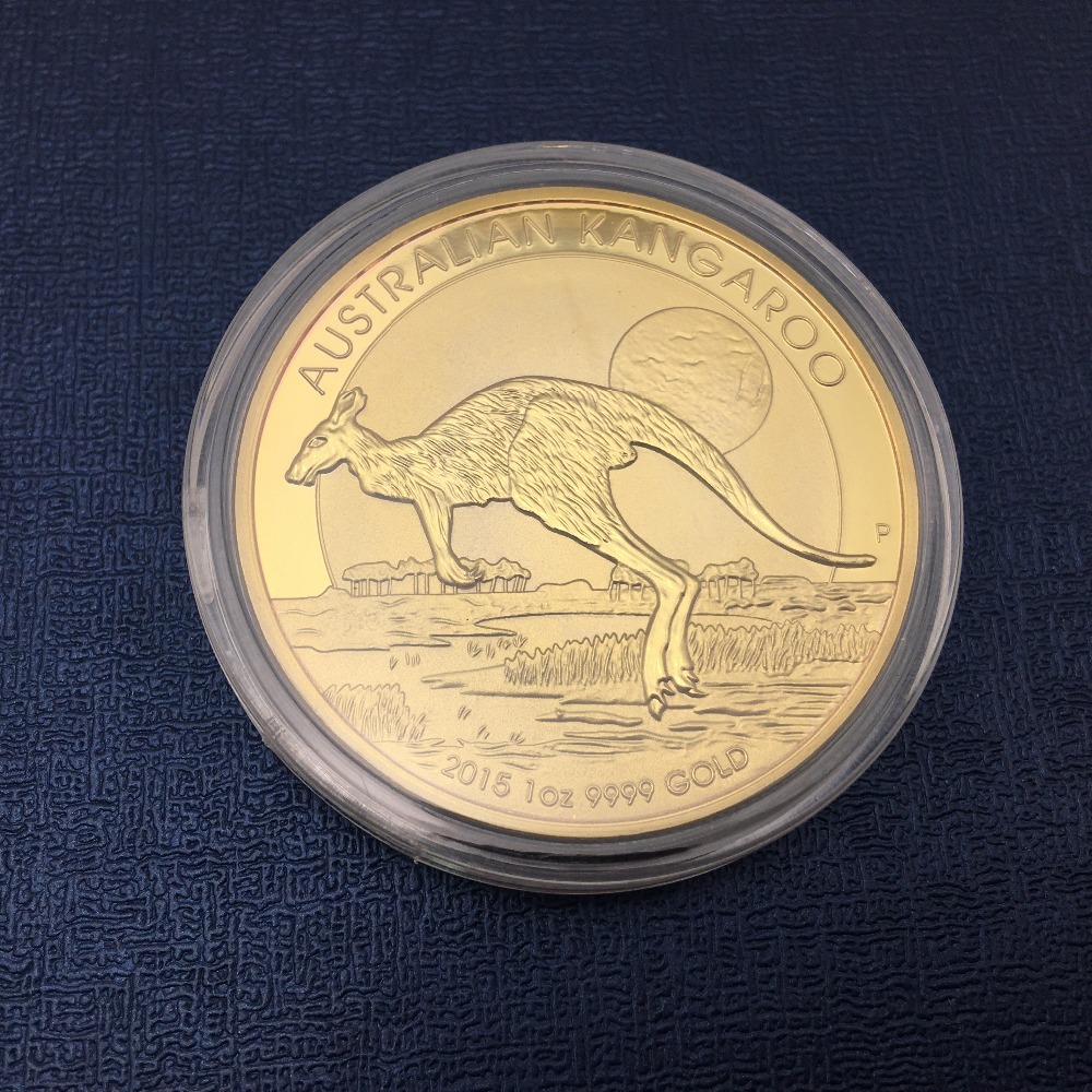 Arts and Crafts Australian Kangaroo Gold Plated Silver Coin