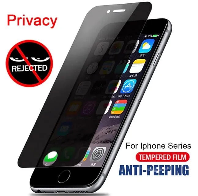 Protecteur d'écran en verre anti-espion PRIVACY pour Iphone 15 14 13 12 12 mini pro max xr xs 6 7 8 Plus verre trempé à couverture complète avec emballage de vente au détail