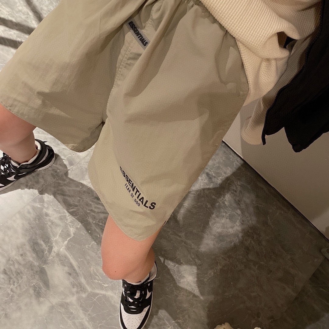 high street fog men casual pocket dazzling reflective nylon drawstring shorts